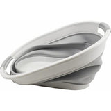 Ovale opvouwbare wasmand van kunststof, opvouwbare pop-up opbergbak/organizer, draagbare wasmand, ruimtebespare wasmand (1, wit/grijs)