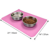 Silicone voederbak onderlegger, anti-slip etensbak-mat voor hond en kat, waterdicht, 47 x 30 cm, roze