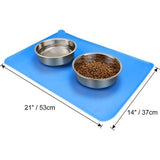 Katten Siliconen Voermat, Antislip Hondenvoer Mat, Waterdicht Huisdieren Dierenvoermat voor Voedsel en Waterkommen, 53 x 37 cm, Blauw