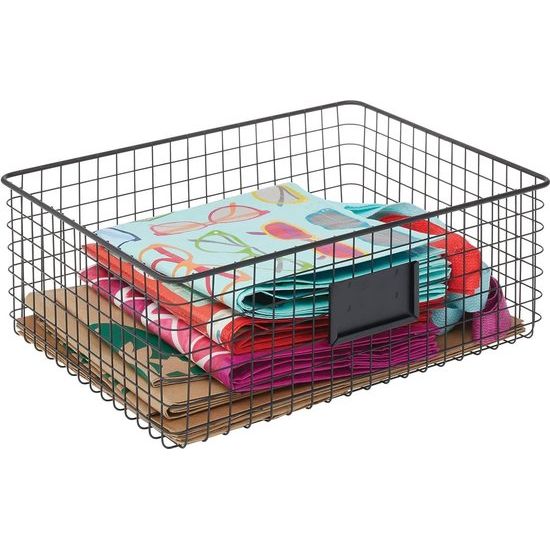 Multifunctionele mand van metaal – opbergmand met tekstveld voor keuken, voorraadkamer enz. – compacte en universele draadmand –