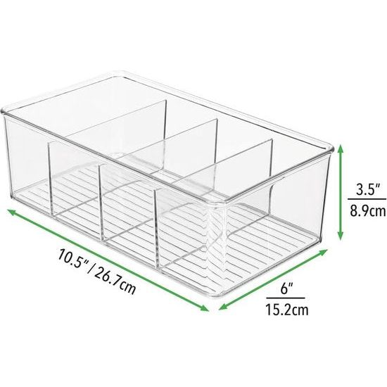 Set van 2 bureau-organizers, opbergdoos met elk 4 vakken voor schilderbenodigdheden, enveloppen, scharen, linialen enz. – de ideale pennenbox – doorzichtig