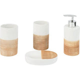 axentia Accessoires Rimini Badkamer Accessoires 4-delige Badkamer Set Zeepdispenser, Zeepbakje & Tandenborstelbekers-Badaccessoires navulbaar, Keramiek, Beige, 1 x 1 x 1 cm