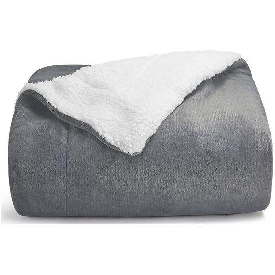 Knuffeldeken, wollige deken, grijs - warme Sherpa deken 150 x 200 cm, dikke bankdeken en woondeken XL, zachte fleecedeken, bankdeken, XL voor de winter