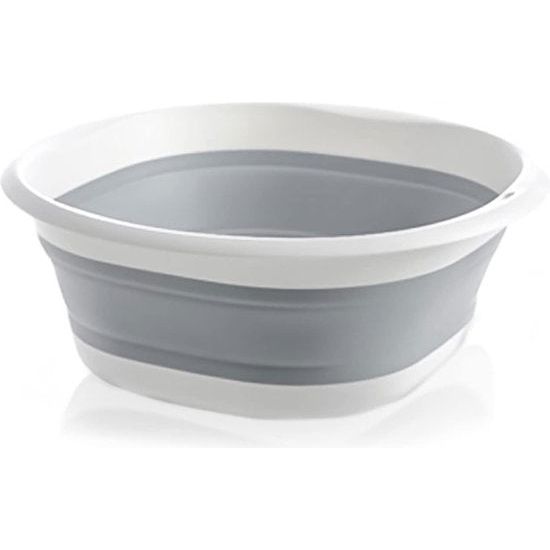 Waskom, opvouwbare kom, 5 liter, campingwastafel, 32 cm, grijs, draagbare vouwbak, opvouwbare wasbak, opbergcontainer voor thuis, keuken, camping