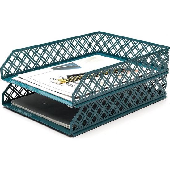 Brievenbakken, 2 stuks stapelbare papiersorteerder/bureau-organizer/dossierbak voor bureau, metalen archiefrek van gaas, kantoor, school, thuisstudie