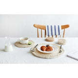 Placemat van zeegras - waterhyacint, set van 6 placemats, afwasbaar, 35 cm, rond (maïsschaal, 4 stuks)