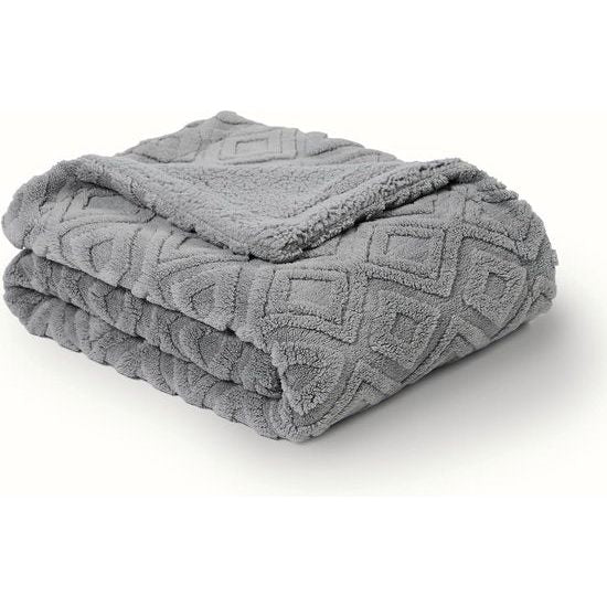 woondeken en knuffeldeken Sherpa deken 150 x 200 cm, XL, groot, zacht, warm, wollig, dikke deken/fleecedeken/bank, woonkamerdeken, sofadeken voor bed, bank, woonkamer, grijs