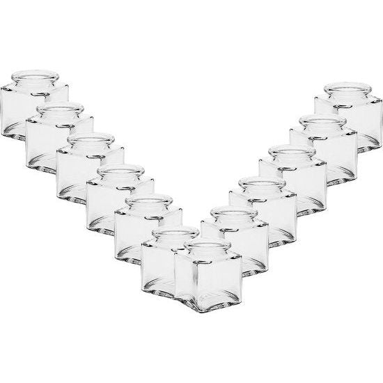 Kruidenpottenset met perskork, 10-delig, inhoud 50 ml, vierkante glazen pot van hoogwaardig glas, ideaal voor zout, peper, zonnebloempitten, pompoenpitten, kandis, snoep, kurkglazen