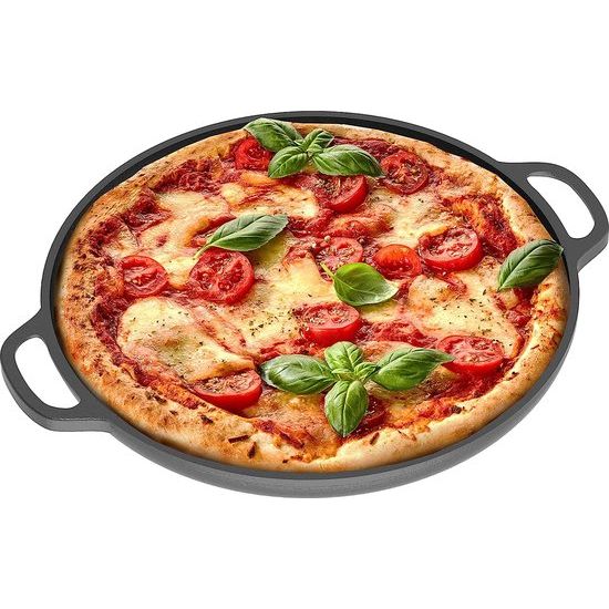 Gietijzeren pangrill 30,5 cm - gietijzeren grillpan voor fornuis, grill, oven & kampvuur - gietijzeren pan - pizzapan pizzaplaat rond - bakplaat gasgrill - gietijzeren pan voor gasgrill