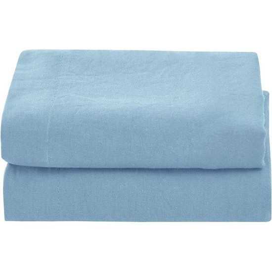 100% katoenen eenpersoonslakenset, eenpersoons hoeslaken 90 x 200 cm, bovenlaken 160 x 280 cm, 1 kussensloop 50 x 80 cm, lichtblauw
