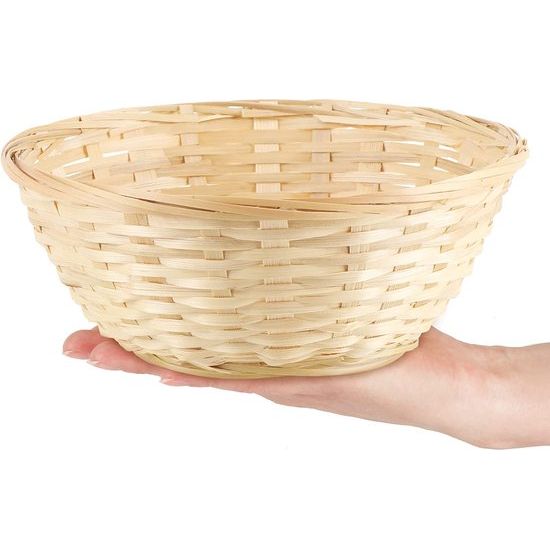 5x mand van raffia in natuurlijke kleur ter decoratie - paasdecoratie - paasnest - mand voor paaseieren, broodjes, snacks en sleutels (05 stuks - lichtbruin)