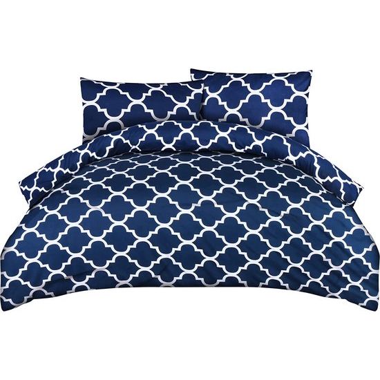 Bedding Beddengoed, 200 x 200 cm, microvezel dekbedovertrek 200 x 200 cm + 2 kussenslopen 50 x 75 cm, marineblauw