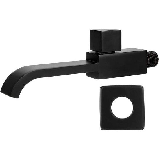 G1/2 Wandkranen Moderne Messing Badkamer Armaturen Kraan Wandmontage Enkele Gat Koud Water Tap voor Keuken Bad Wastafel Matzwart