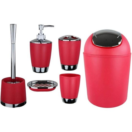 6-delige badkameraccessoireset zeepdispenserhouder toiletborstel Translation: 6-piece bathroom accessory set soap dispenser holder toilet brush