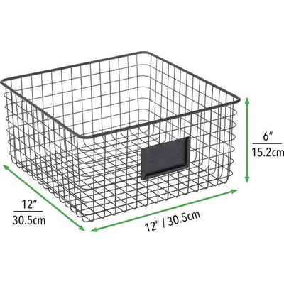 Industriële Metalen mand 38 x 38 cm | Mat Zwart | Stevig