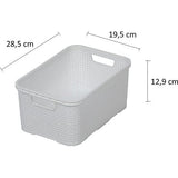 Opbergmand in Rotan Design 3 Stuks - Maat S (28,5 x 19,5 x 12,9 cm) - Mand 7 Liter - BPA-Vrije Organizer Bakjes - Organizers - Ook als Opbergmand Kinderkamer Speelgoed - Mandje - Mandjes Opbergen - Wit