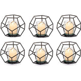 Kaarsenhouder Kaarsenhouder Kaarsenhouderset Metaal 6-delig Ijzer Decoratieve lantaarn Kaarsenhouder voor stompkaarsen Zwart Moderne kaarsenstandaard Tafeldecoratie voor bruiloft Woonkamer
