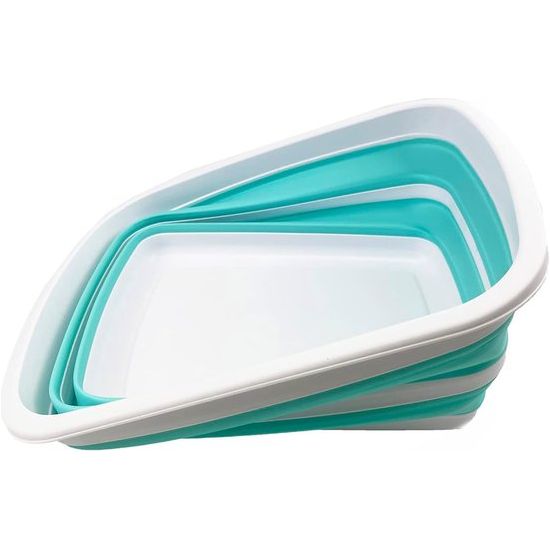 Foldable emmer, 10 l, inklapbaar, draagbaar, ruimtebesparend, gemaakt van kunststof (wit/saliegroen)