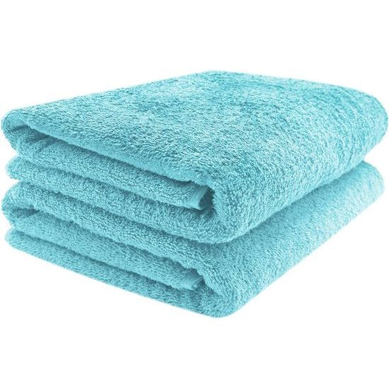 Set van 2 saunahanddoeken, handdoeken, 70 x 200 cm, katoen, azuurblauw