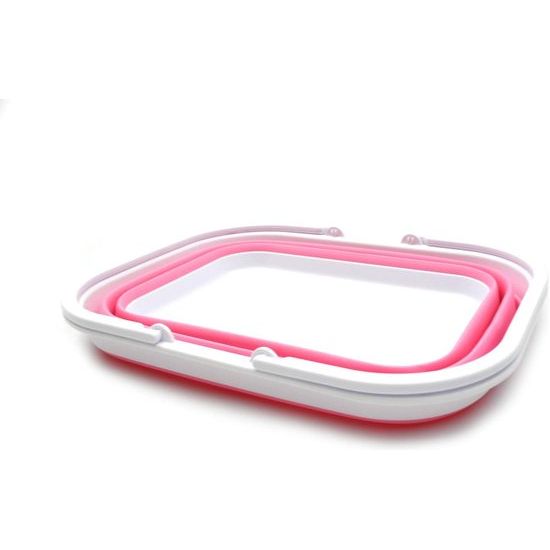 15,5L opvouwbare kuip met handvat - draagbare picknickmand/krater - opvouwbare boodschappentas - ruimtebesparende opbergdoos (roze)
