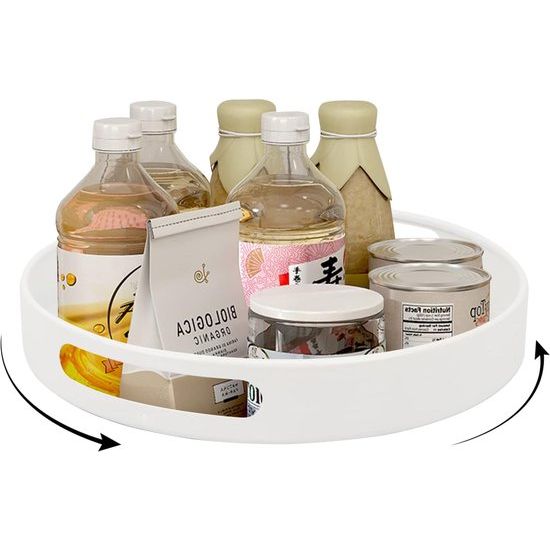 Kruidenrek, draaiplateau, kruidenorganizer, etages, draaibaar keukenrek, keukenorganizer, draaibaar keukenrek, kruidenstandaard van kunststof, voor keukentafel, kruidenflessen (wit)