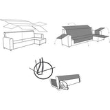 Chaise Longue bankovertrek, bescherming voor rechtsarm gewatteerde banken - bankhoes L-vorm - grootte -240 cm. Kleur rood (vooraanzicht)