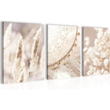 Klaar om op te hangen - wandafbeeldingen set in boho stijl - beige afbeelding XXL voor de woonkamer N008735a, 30x40 cm - 3 afbeeldingen.