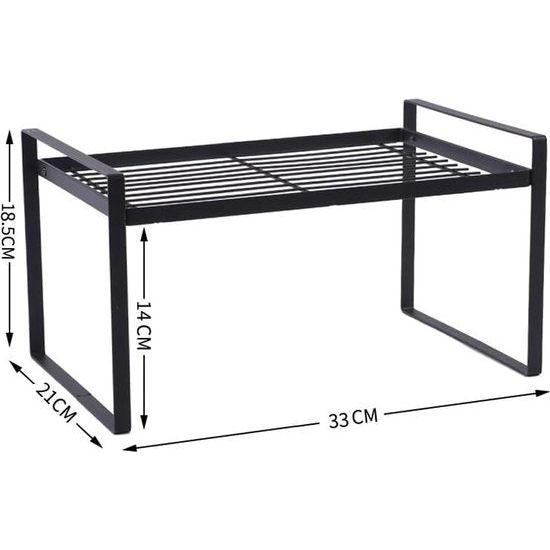 Keukenkastorganizer, plankinzet met antislipmat, keukenkastinzet, voor keuken/badkamer/tafelblad/dressoir (zwart)