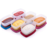 Lekvrije voedselbewaardozen - luchtdichte, magnetronbestendige kleine opbergdoos met deksel - mini camping plastic bakjes set voor sauzen, dipsauzen en specerijen (85ml)