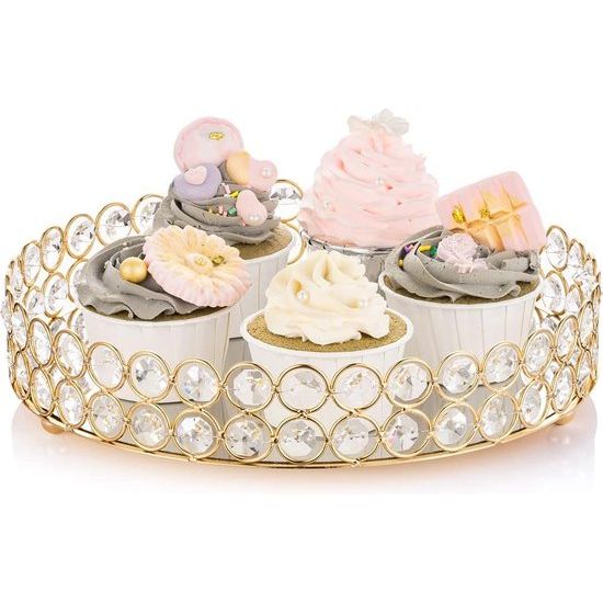 spiegelend decoratief metalen dienblad, kaarsenhouder, slang cupcake dienblad, tafelblad, fruitdienblad, cosmetica/sieradenorganisator, rond