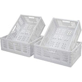 4 stuks opvouwbare kunststof opbergdozen, kunststof vouwmand, opvouwbare opbergmand, kunststof mand, stapelbare transportdozen, vouwdoos van kunststof voor keuken, slaapkamer, kantoor