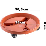 KADAX - Rolplantenstandaard, bloempotstandaard met wieltjes - plantenstandaard van kunststof, schotel voor het gemakkelijk transporteren van bloempotten - diameter 30,5 cm, Terracotta