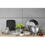 Vergiet, met onderzetter en 2 handgrepen, zeef, pastazeef, keukenzeef, ø240x(H) 110mm, roestvrij staal