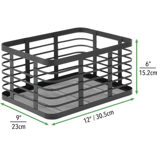 Set van 3 multifunctionele manden voor het hele huis, metalen opbergmand voor keuken, voorraadkamer, badkamer enz. – compacte en universele draadmand – zwart