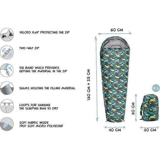 Premium kinderslaapzak met rugzak, ultralichte kinderhuttenslaapzak, comfortabel voor jongeren, camping, dekenslaapzak, slaapzak, mini-slaapzak