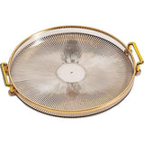 Rond dienblad met handgrepen van acryl, gouden decoratief dienblad voor salontafel, hartstuk, keuken, grote koffie-thee-dienblad, make-up, kandelaar, organizer (ernsteen)