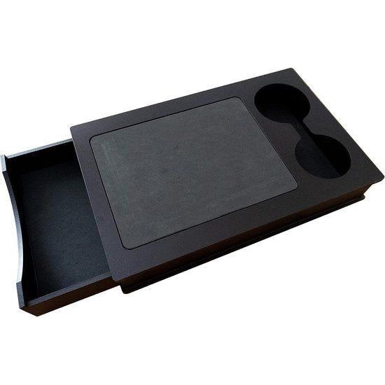 Bench-armtafel, armleuningen, tafelhouder voor bank, dienbladen voor salontafel, zijorganizer voor apparaten en afstandsbediening, bank- en bed-drinkplank met lade (Zwart)