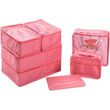 Koffer Organizer Set 7-delig, kledingtassen voor kleding, cosmetica, schoenenzak, kabelopbergtas, reisorganizer tas (watermeloenpoeder)