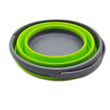 10L opvouwbare plastic emmer - opvouwbare ronde kuip - draagbare viswateremmer - ruimtebesparende buitenwaterpot, maat 33 cm diameter (1, donkergrijs/fluorescerend groen)