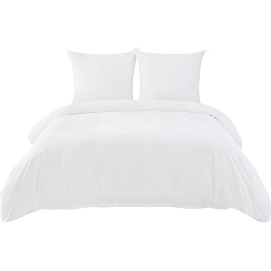 Beddengoed, 155 x 220 cm, katoen, wit, beddengoedsets 155 x 220 cm, dekbedovertrek, 3-delig met 2 kussenslopen 80 x 80 cm, Oeko-Tex beddengoed met ritssluiting