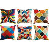 Kussenovertrekken, linnen, met geometrische patronen voor bank, huiskamer, auto, decoratieve kussenovertrekken, 45 x 45 cm, verpakking met 6 stuks, roze, 45 x 45 cm