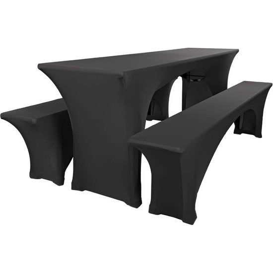 Leopold Stretch - Biertafelhoezenset 3-delig voor biertentgarnituur - 50cm of 70cm tafelbreedte - met Öko-Tex zegel Standard 100: "Getest vertrouwen 31188 (zwart 50x220cm)