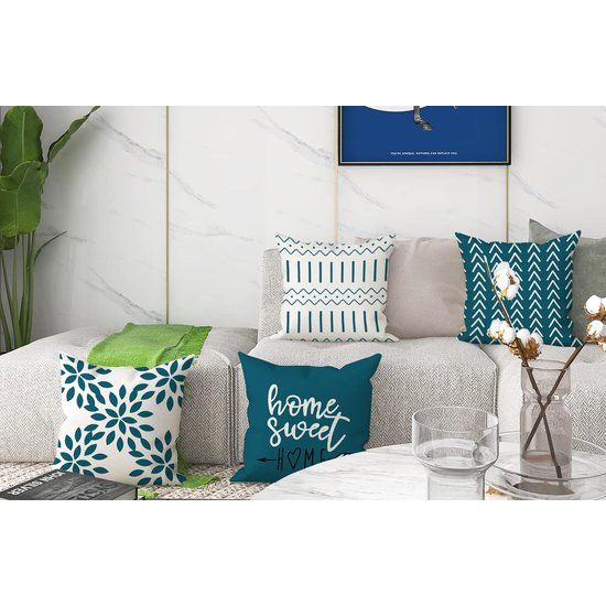 Kussenslopen 4-delige set kussenslopen, linnen, kussensloop, sierkussen, kussenslopen voor bank, tuinbed, bank, kussen, 40 x 40 cm (set van 4)