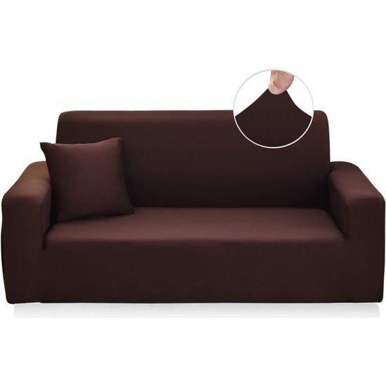 Bankhoes Elastisch Stretch Spandex Stretch Bank Gooit Bankhoes voor Bank met Armleuning Antislip Schuim 2 Zits Koffie Vertaling: Elastische stretch spandex bankhoes, bankgooihoes voor bank met armleuning, antislip schuim, 2-zits, koffie.