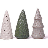 Set van 3 kerstfiguren, decoratie, dennenboom, sculptuur, standbeeld, keramiek, cadeau, huiskunst, 15 cm