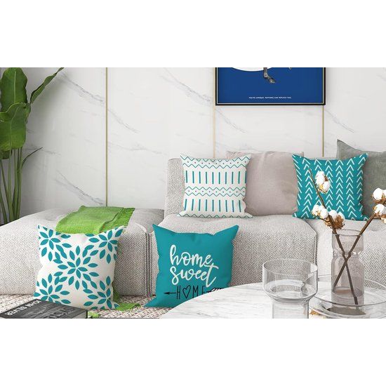 Kussenslopen set van 4 kussenslopen, linnen kussensloop, sierkussen, kussenslopen voor bank, tuinbed, bank, kussen, 40 x 40 cm (set van 4)