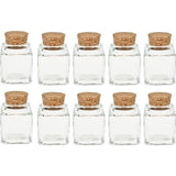 Kruidenpottenset met perskork, 10-delig, inhoud 50 ml, vierkante glazen pot van hoogwaardig glas, ideaal voor zout, peper, zonnebloempitten, pompoenpitten, kandis, snoep, kurkglazen