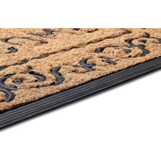 Kokosmat voor binnen en buiten, vuilvangmat, naturel, kokosmat voor buiten, weerbestendig en antislip, voor hal, terras, entree, 45 x 75 cm