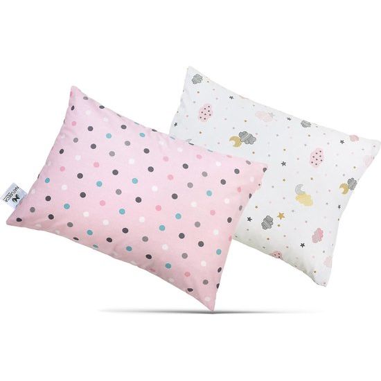 Set van 2 kussens voor babybed - kussens voor peuters en katoenen overtrek met ritssluiting