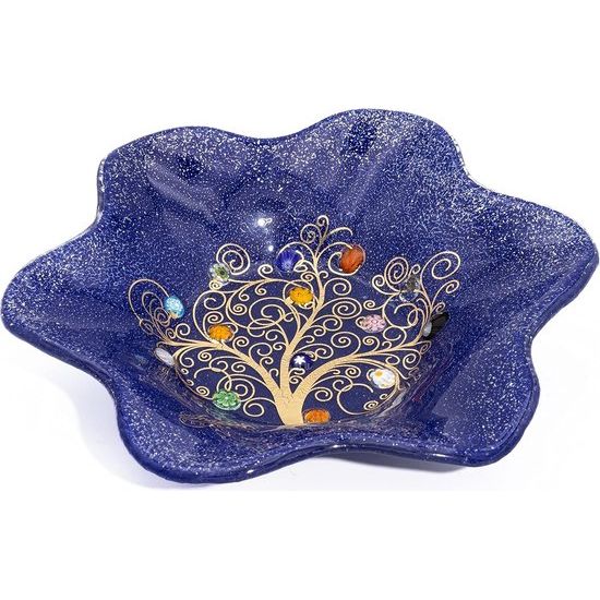 Venezia Schaal Bord Decoratie Opbergschaal Boom des Leven Murano-glas versierd met murrines en bladgoud cadeau-idee Handgemaakt Made Italy (cm13x13)
